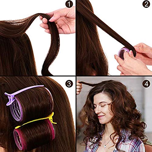 Juego de Rulo de Pelo Auto Agarre de 44 mm 12 Rulos Grandes de Auto Sostenerse y 12 Pinzas de Pelo de Dientes de Pato de Plástico de Multicolor para Mujeres Hombres y Niños (44 mm, 24 Piezas)