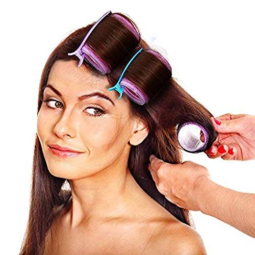 Juego de Rulo de Pelo Auto Agarre de 44 mm 12 Rulos Grandes de Auto Sostenerse y 12 Pinzas de Pelo de Dientes de Pato de Plástico de Multicolor para Mujeres Hombres y Niños (44 mm, 24 Piezas)