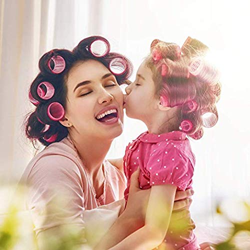 Juego de Rulo de Pelo Auto Agarre de 44 mm 12 Rulos Grandes de Auto Sostenerse y 12 Pinzas de Pelo de Dientes de Pato de Plástico de Multicolor para Mujeres Hombres y Niños (44 mm, 24 Piezas)