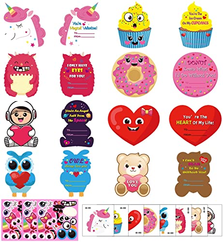 Juego de tarjetas de San Valentín, 24 dulces tarjetas de felicitación de San Valentín y sobres rosas, para niños y niñas, para el colegio o el aula