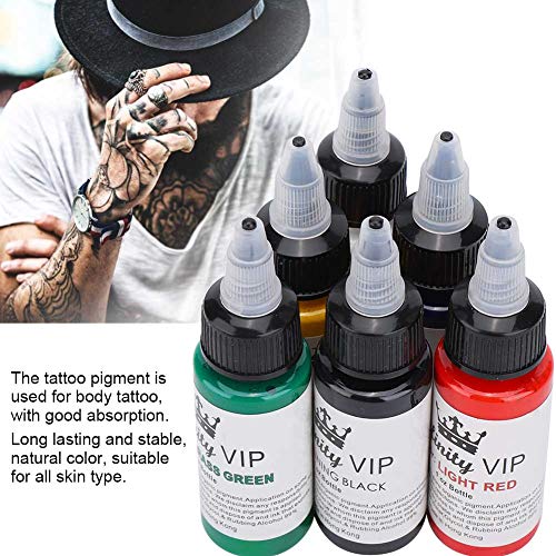 Juego de tintas para tatuajes, kit de pigmento de 6 colores 1 oz (30 ml) Suministro de tatuajes para tatuajes de piel Body Art Juego de tintas para tatuajes profesionales para máquinas de tatuajes