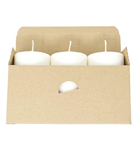 Juego de Velas de Pilar Natural, Sin Parafina, Cera Vegetal, Sin Fragancia, Velas de Noche Puras Naturales, Sin Plástico, en caja kraft (Blanco, Juego de 3 Pilares - 7 x 9 mm Cada Vela)