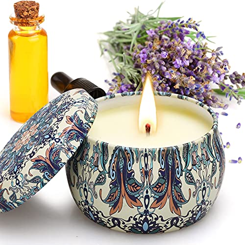 Juego de Velas Perfumadas de 4 Piezas, Velas Perfumadas de Regalo, 4 x 4,4 Oz, Regalo para Aliviar el Estrés de las Mujeres, Juego de Regalo para Aniversario, Navidad, Día de San Valentín, Baño, Yoga
