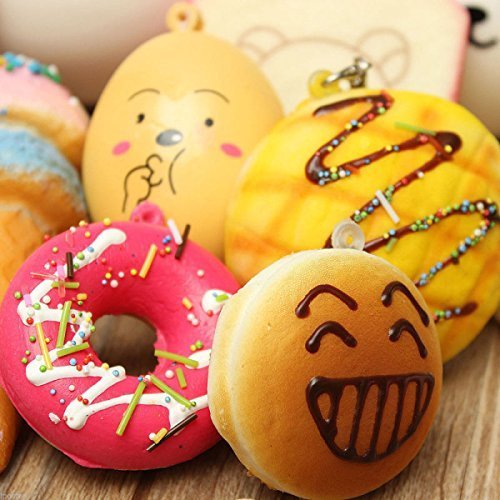 Juguetes Squishy de Hinchado Lento Paquete Surtido de 20 Squishies: Kawaii de Comida Gigante Bollo Pan Donuts Panda Suaves y Blandos Jumbo Medio y Mini - Amuletos de Móvil Llavero Correa