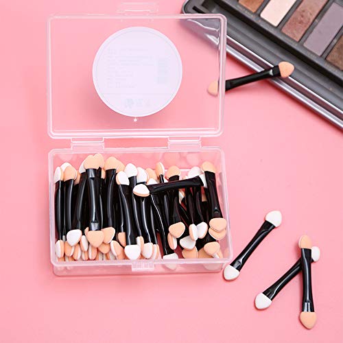 JUN-H Desechable Cepillo de Sombra de Ojos de Doble Punta Ovalada Aplicador de Sombra de Ojos Aplicador de Esponja de Doble Cara Adecuado para Mujeres y Niñas Que Usan Maquillaje Diario (100 Piezas)