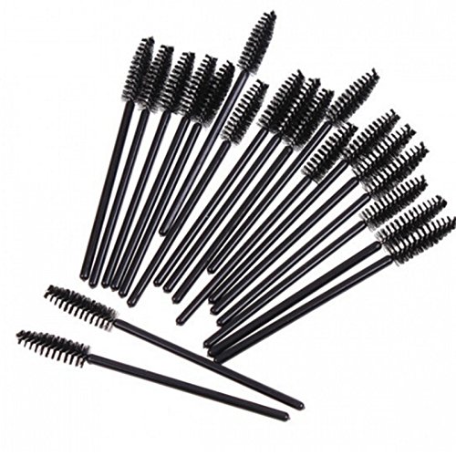 JUNGEN 50 Pcs Rizador de pestañas Cepillo de pestañas Cepillos de rímel Desechables (Negro)