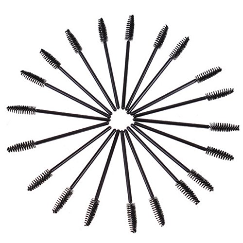 JUNGEN 50 Pcs Rizador de pestañas Cepillo de pestañas Cepillos de rímel Desechables (Negro)