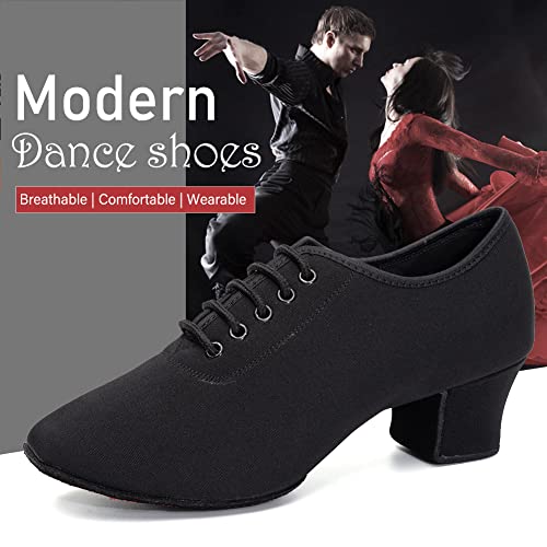 JUODVMP Zapatos de Baile Práctica Mujer Hombre Zapatos de Profesor de Baile Salón de Baile Salsa Jazz Zapatos de Entrenamiento de Baile Tacón bajo 5 cm Suela de Gamuza, 42 EU