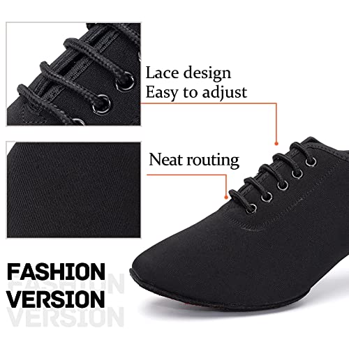 JUODVMP Zapatos de Baile Práctica Mujer Hombre Zapatos de Profesor de Baile Salón de Baile Salsa Jazz Zapatos de Entrenamiento de Baile Tacón bajo 5 cm Suela de Gamuza, 42 EU