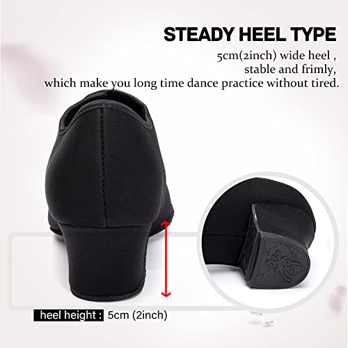 JUODVMP Zapatos de Baile Práctica Mujer Hombre Zapatos de Profesor de Baile Salón de Baile Salsa Jazz Zapatos de Entrenamiento de Baile Tacón bajo 5 cm Suela de Gamuza, 42 EU
