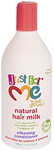 Just for Me Champú natural para la leche capilar, desenredante sin enjuague y acondicionador de seda (juego de 3)