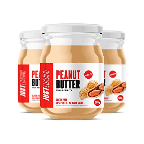 Just Loading - Crema de Cacahuete 100% Natural PACK 3 Uds x 500 g - Sin gluten y fuente de proteínas…