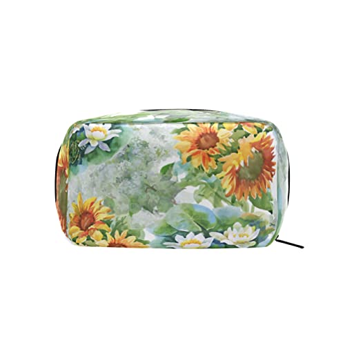 JUYONSEN Verano Amarillo Girasoles Patrón Cosméticos Bolsa Embrague Maquill