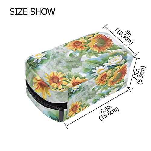 JUYONSEN Verano Amarillo Girasoles Patrón Cosméticos Bolsa Embrague Maquill