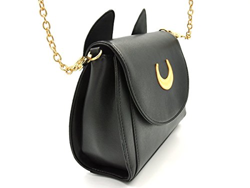 Jzhen Bolso Hombro Mujer Cuero, Bolso de Bandolera de Sailor Moon Cosplay Mujer Pequeño, Negro