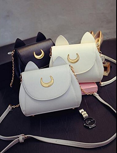 Jzhen Bolso Hombro Mujer Cuero, Bolso de Bandolera de Sailor Moon Cosplay Mujer Pequeño, Negro
