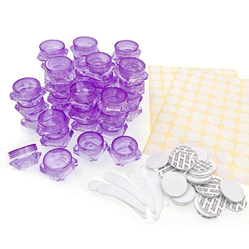 JZK 40 x 3g 3ml púrpura pequeños macetas envases vacíos con Tapa para Muestra cosmética, contenedores Botellas de Viaje para Crema cosmética, bálsamo Labial, Gel, Polvo de Brillo