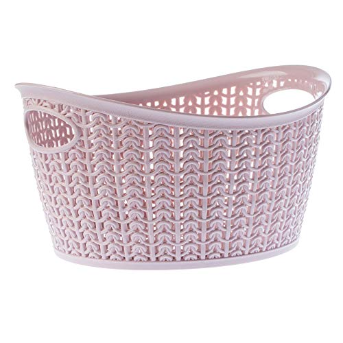KADAX Cesta de almacenamiento de plástico, cesta de baño, cesta para almacenamiento, cosméticos, toallas, ligera, universal, cesta de almacenamiento, estilo vintage ovalado (3.3 L), color rosa