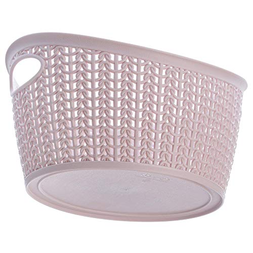 KADAX Cesta de almacenamiento de plástico, cesta de baño, cesta para almacenamiento, cosméticos, toallas, ligera, universal, cesta de almacenamiento, estilo vintage ovalado (3.3 L), color rosa