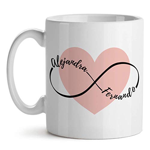 Kadoo Regalos Taza Personalizada San Valentín por Ti Iría Al Infinito Y Vuelta con Nombres