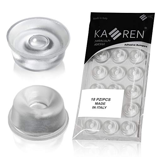 Kaeren® 18 Piezas Tope Puerta Adhesivo | Topes para Puertas de Silicona Transparente | Sujeta Puertas de Goma Adhesiva | Protector de Pared, de Maneta Puerta y de Patas para Muebles | 100% Italy