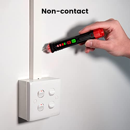 KAIWEETS VT200 Detector de Voltaje sin Contacto, Detector de Tensión para Identificar Fase y Neutro, LCD Buscapolos con Doble Rango 12V-1000V/48V-1000V, Localizar Punto de Rotura, Alarma, Linterna