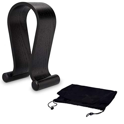 kalibri Soporte de Madera para Auriculares - Base Universal para Cascos Antideslizante - Sujeción Headset diseño en Madera de Roble Negro