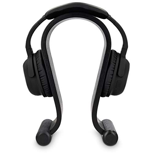 kalibri Soporte de Madera para Auriculares - Base Universal para Cascos Antideslizante - Sujeción Headset diseño en Madera de Roble Negro