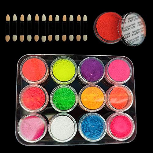 Kalolary 12 cajas Esmalte de uñas de neón,Esmalte de uñas acrílico en gradiente de color arco iris esmalte de uñas para decoración de uñas DIY