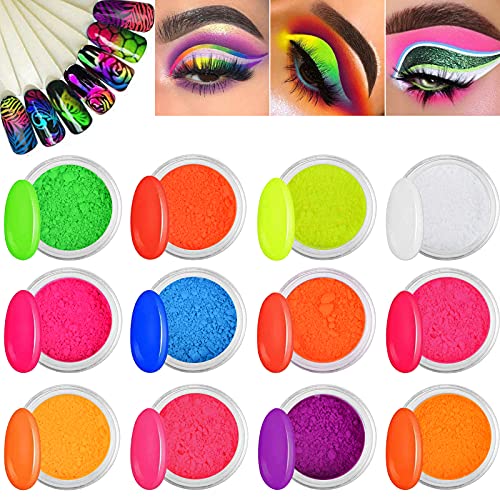 Kalolary 12 cajas Esmalte de uñas de neón,Esmalte de uñas acrílico en gradiente de color arco iris esmalte de uñas para decoración de uñas DIY