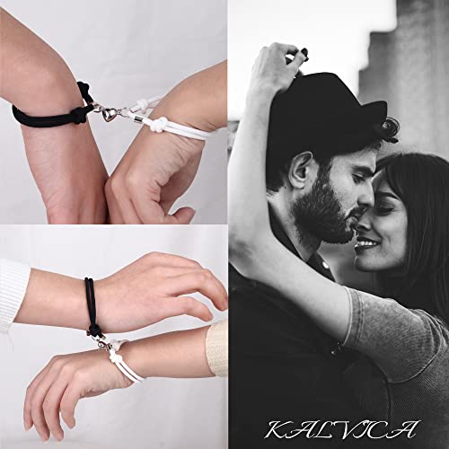 KALVICA 2 Piezas Pulseras Magnéticas para Parejas Pulsera de Amistad para Hombre Mujer Pulsera Regalo de Cumpleaños San Valentín
