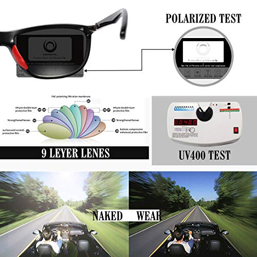 KANASTAL Gafas de Sol Hombres Polarizadas Negras Deportivas Retro Mujer Trekking Conducir Silicona Vintage Sunglasses Men Black