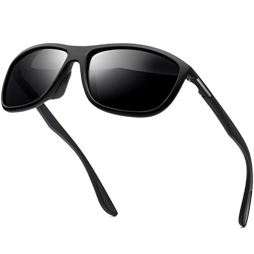 KANASTAL Gafas de Sol Hombres Polarizadas Negras Deportivas Retro Mujer Trekking Conducir Silicona Vintage Sunglasses Men Black