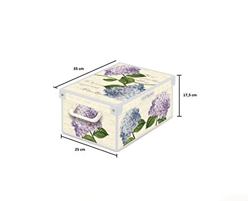Kanguru Collection Caja de Almacenamiento en cartòn Lavatelli, ORTENSIAS facil Montaje, Resistente, 25x35x17,5cm, Pequeña, HORTENSIAS