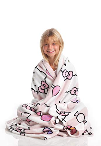 Kanguru Suave Manta Polar 130 x 170 cm, diseño de Hello Kitty, Color Rosa, Muy Suave