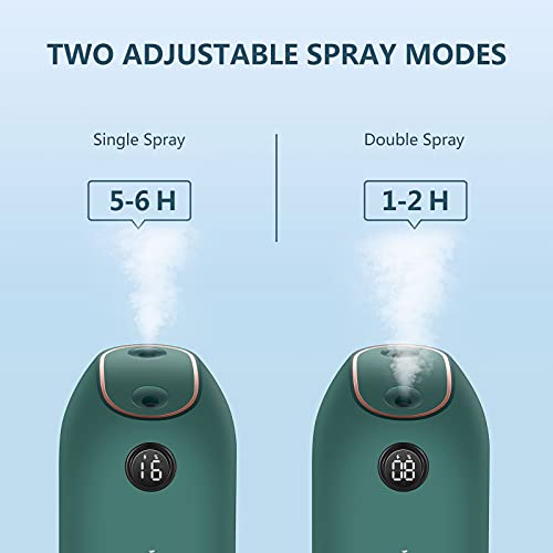 KANINO Humidificador Ultrasónico 500ML Portátil, Humidificador de Bebes con Luces Nocturnas Apagado Automático, Mini humificadores de Casa con 2 Filtros de Algodón para Hogar, Oficina, Yoga (Verde)
