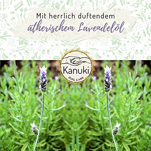 Kanuki Champú nutritivo para perros con extractos naturales de hierbas, 500 ml, con aceite esencial de lavanda, pH 7,5, limpieza suave para todo tipo de pelos, sin siliconas, parabenos ni perfume.
