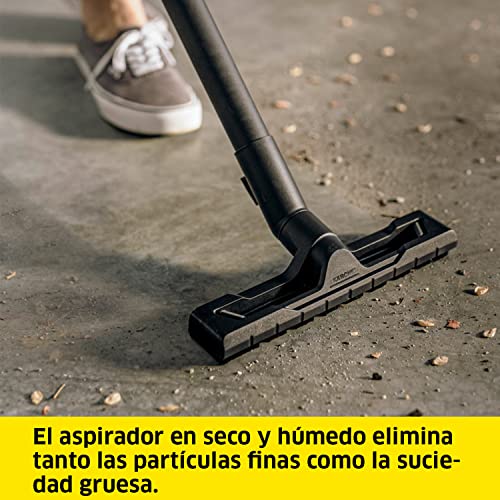 Kärcher Aspirador en Seco y Húmedo WD 2 Plus V-12/4/18/C, función de soplado, 1000W, depósito de plástico: 12l, Manguera aspirar: 1,8m, Filtro de Cartucho, Filtro de Fieltro, Boquilla Suelo y Ranuras