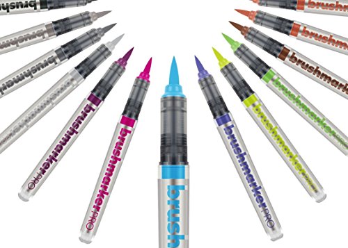 Karin Mini Box BrushMarker Pro Brushmarker Pro Caja de rotuladores de 26 unidades y 1 mezclador corporal transparente con sistema Ink-Free, 2,4 ml de pintura líquida Sin rotuladores