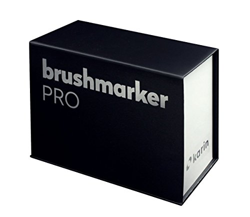 Karin Mini Box BrushMarker Pro Brushmarker Pro Caja de rotuladores de 26 unidades y 1 mezclador corporal transparente con sistema Ink-Free, 2,4 ml de pintura líquida Sin rotuladores