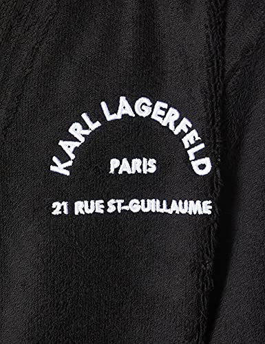 KARL LAGERFELD Address Logo Bathrobe Bath Túnica, Negro, S Unisex Adulto