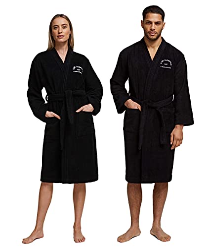 KARL LAGERFELD Address Logo Bathrobe Bath Túnica, Negro, S Unisex Adulto