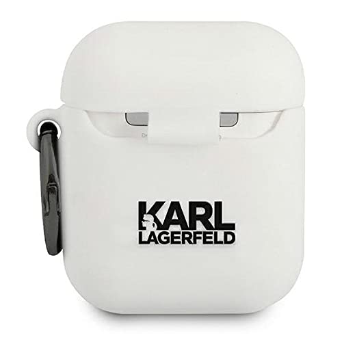 karl lagerfeld KLACCSILKHWH Apple AirPods - Funda de Silicona para Apple AirPods, Color Blanco