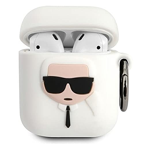 karl lagerfeld KLACCSILKHWH Apple AirPods - Funda de Silicona para Apple AirPods, Color Blanco