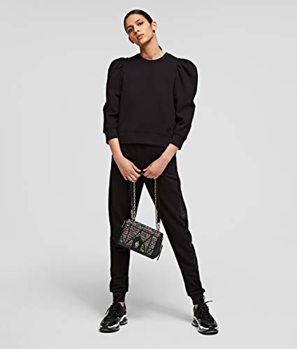 KARL LAGERFELD Puffy Sleeve Logo Sweatshirt Sudadera, Negro, L para Mujer