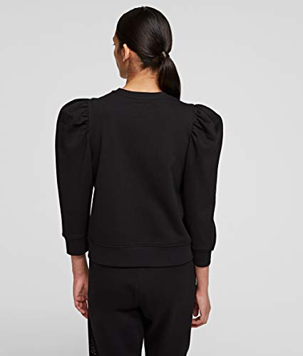KARL LAGERFELD Puffy Sleeve Logo Sweatshirt Sudadera, Negro, L para Mujer