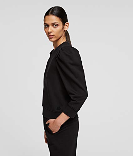KARL LAGERFELD Puffy Sleeve Logo Sweatshirt Sudadera, Negro, L para Mujer