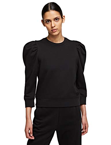 KARL LAGERFELD Puffy Sleeve Logo Sweatshirt Sudadera, Negro, L para Mujer