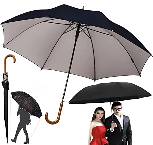 KARNIBAL Paraguas Grande XL Resistente Al Viento, Paraguas Mujer Hombre Negro Extra Grande, Paraguas Antiviento Dama o Caballero, Paraguas Automático Con Varillas Reforzadas, 120cm De Diámetros.
