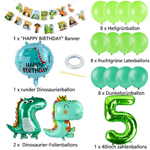 KATELUO Decoracion Cumpleaños Dinosaurios,Selva Fiesta de Cumpleaños Decoracion, Selva Fiesta de cumpleaños decoracion Niño,Decoración de globos de cumpleaños para niños. (5)